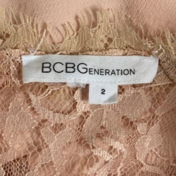 BCBGeneration Elegant Lace-Back Peach Party Dress with Pockets - Picture 10 of 10